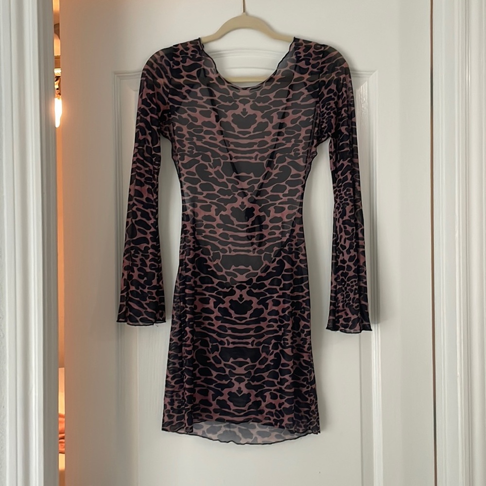 Sheer backless leopard print dress